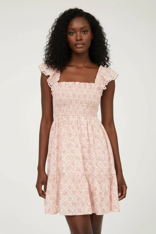 The Rosali – Pink Floral Mini Dress