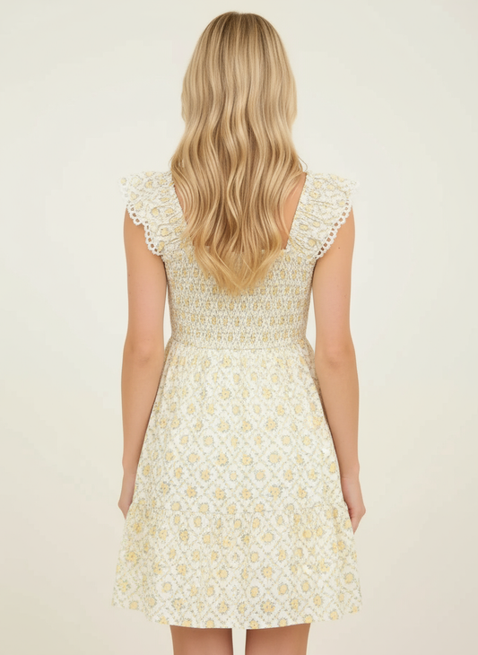 The Rosali – Yellow Floral Mini Dress